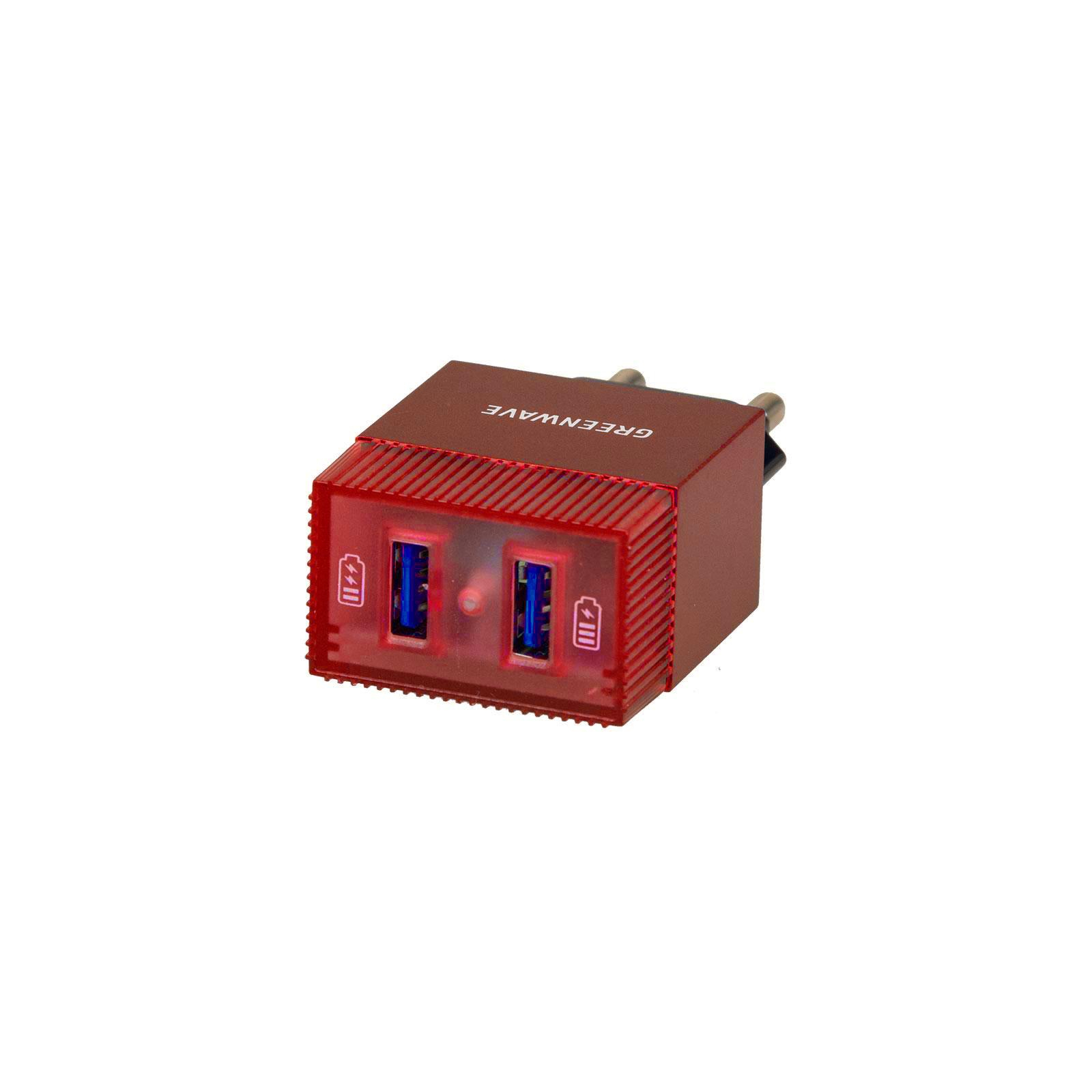 Зарядний пристрій Greenwave 2*USB 5V/2.4A (CH-TC-224L red) зображення 3