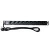 Силовой блок Eserver 19" 9 розеток, кабель 1.8м, алюм. корпус PDU 220В, 16А (WT-2261A-GER-9WAY) изображение 2