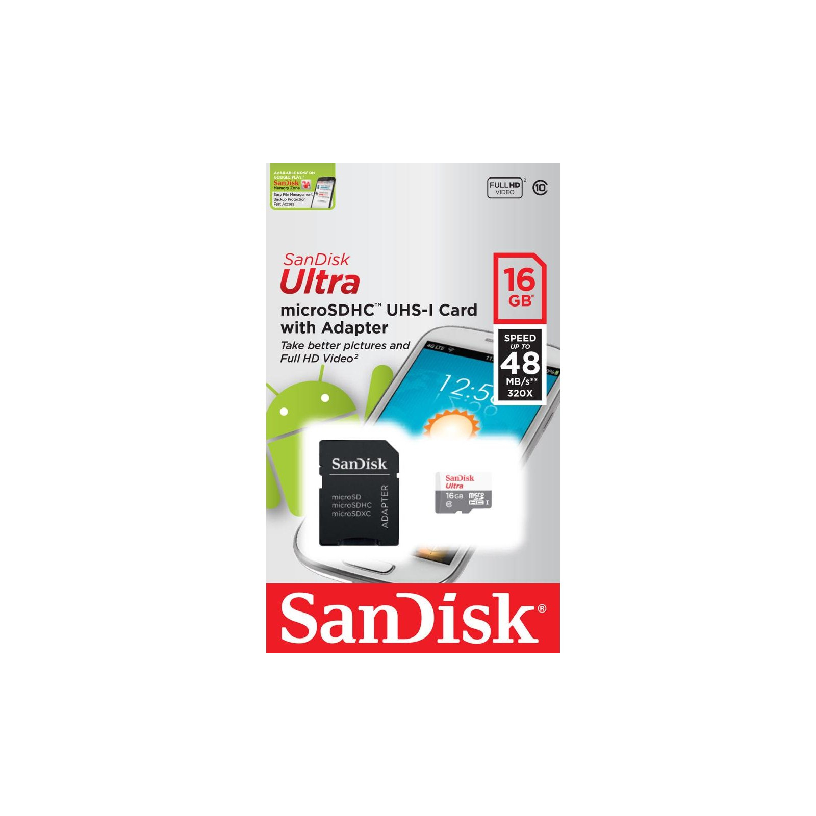 Карта памяти SanDisk 16GB microSD Class 10 UHS-I Ultra (SDSQUNS-016G-GN3MA) изображение 4