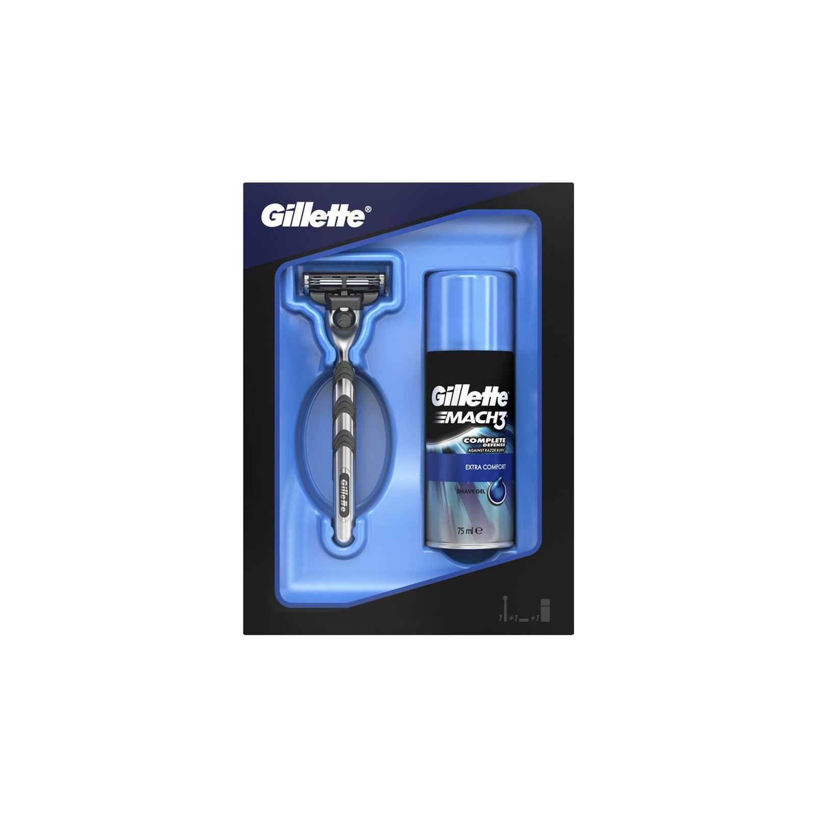 Набор для бритья Gillette станок Mach3 и гель для бритья Extra Comfort 75 мл (7702018438891) изображение 2