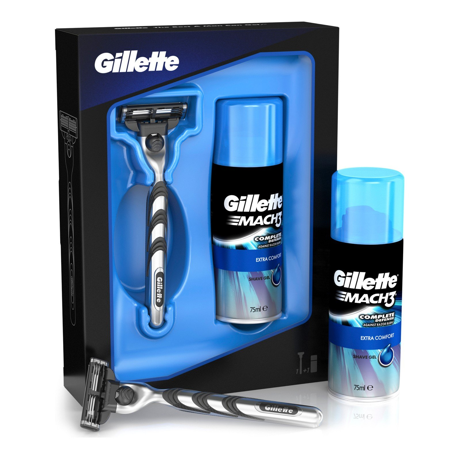 Набор для бритья Gillette станок Mach3 и гель для бритья Extra Comfort 75 мл (7702018438891)