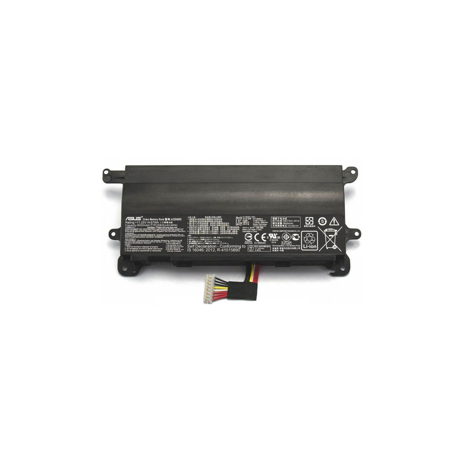 Аккумулятор для ноутбука ASUS ROG G752VL A32N1511, 5800mAh (67Wh), 6cell, 11.25V, Li-ion, (A47284)