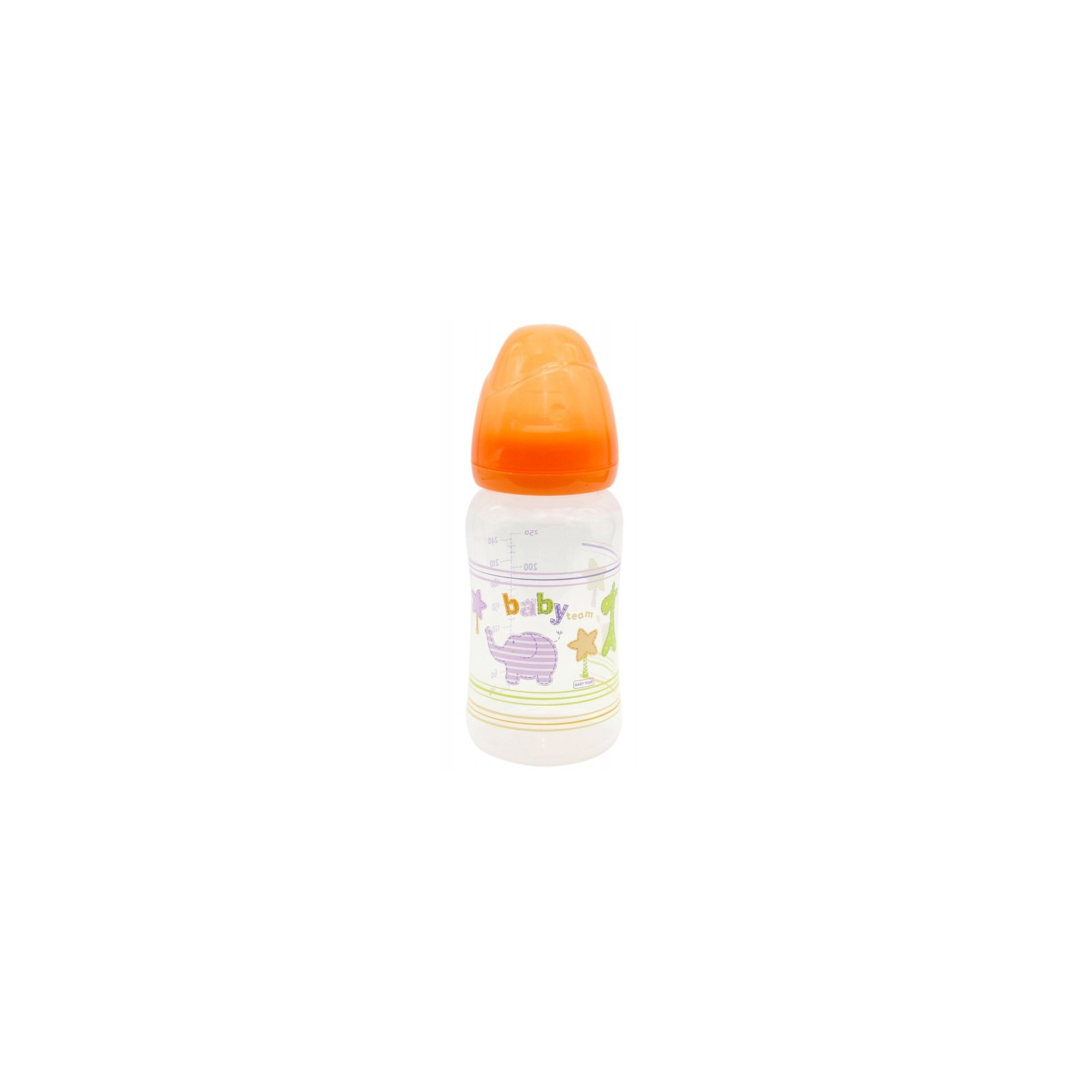 Бутылочка для кормления Baby Team c широким горлом, 250мл 6+ (1002_оранжевый)