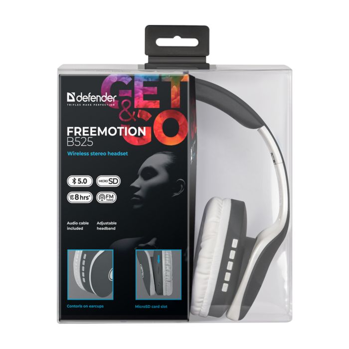 Наушники Defender FreeMotion B525 Bluetooth Gray-White (63527) изображение 2