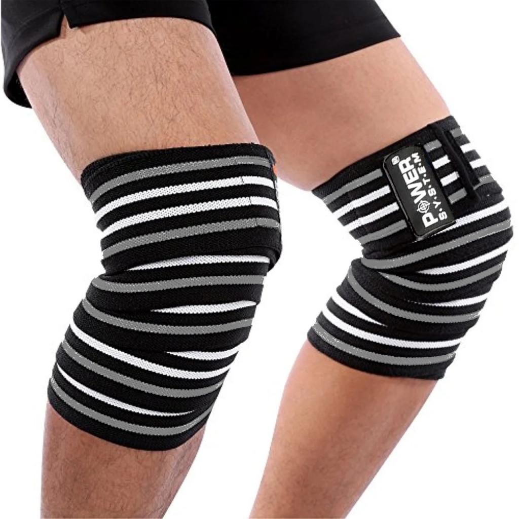 Бинт для спорту Power System Knee Wraps PS-3700 Grey/Black (PS-3700_Grey-Black) зображення 3