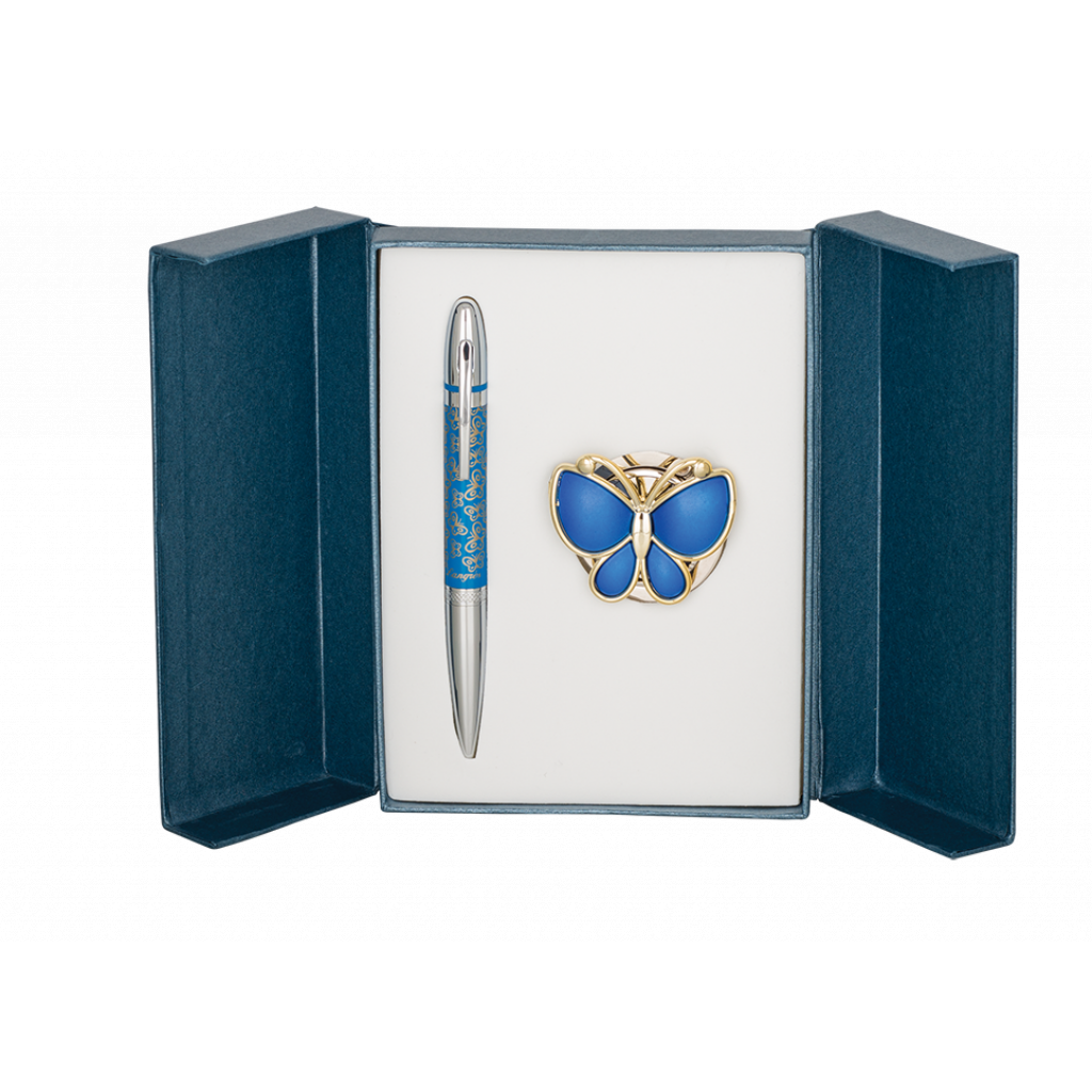 Ручка шариковая Langres набор ручка + крючок для сумки Papillon Синий (LS.122010-02)