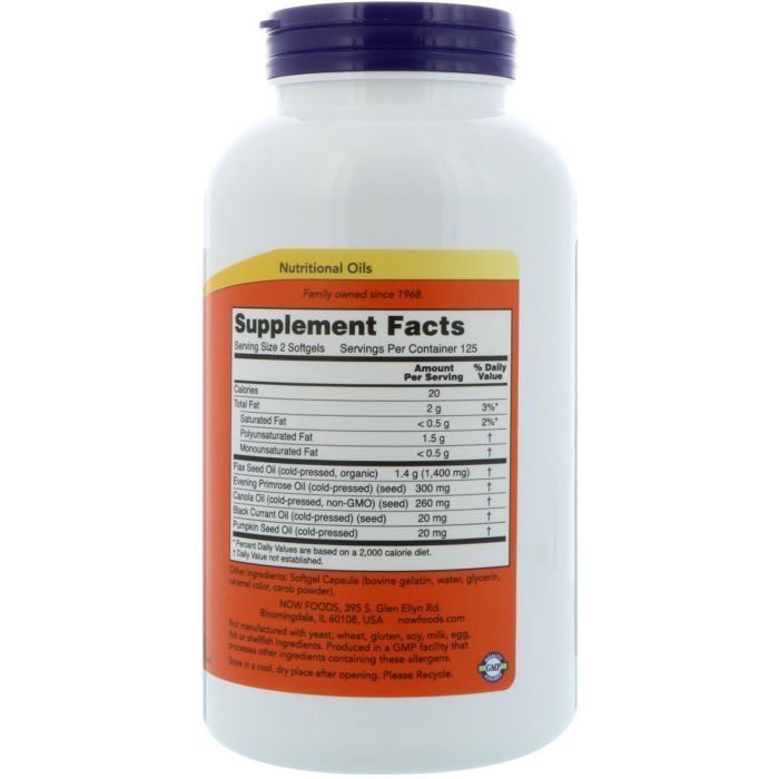 Жирні кислоти Now Foods Омега 3-6-9 1000мг, 250 желатинових капсул (NOW-01837) зображення 2