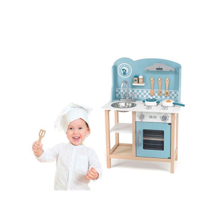 Ігровий набір Viga Toys кухня з дерева з аксесуарами PolarB блакитна (44047) зображення 9