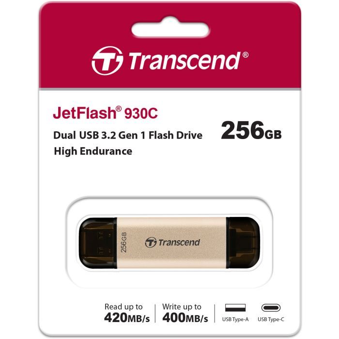 USB флеш накопичувач Transcend 128GB JetFlash 930 Gold-Black USB 3.2/Type-C (TS128GJF930C) зображення 8