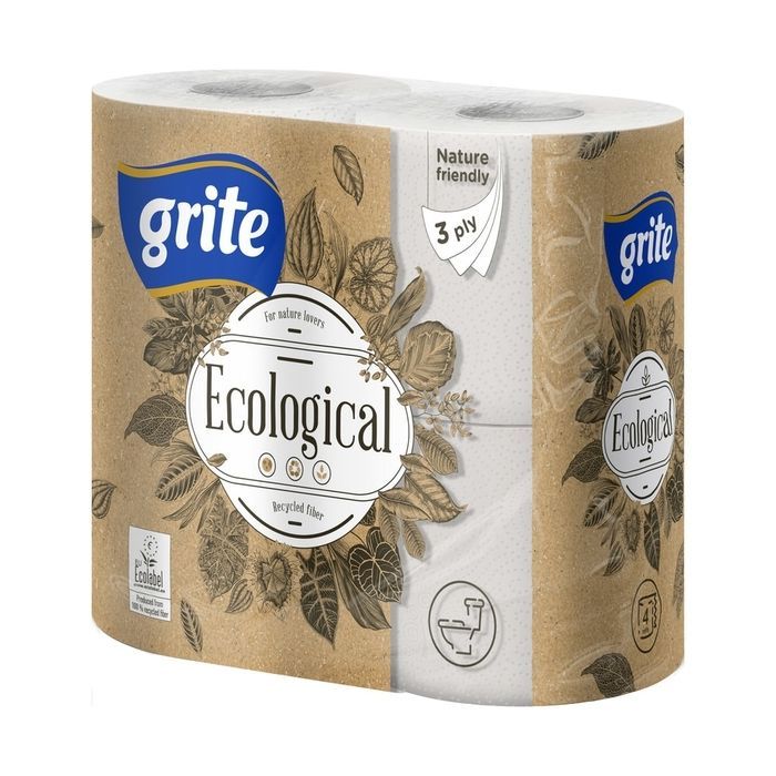 Туалетная бумага Grite Ecological Plius 3 слоя 4 рулона (4770023350227)