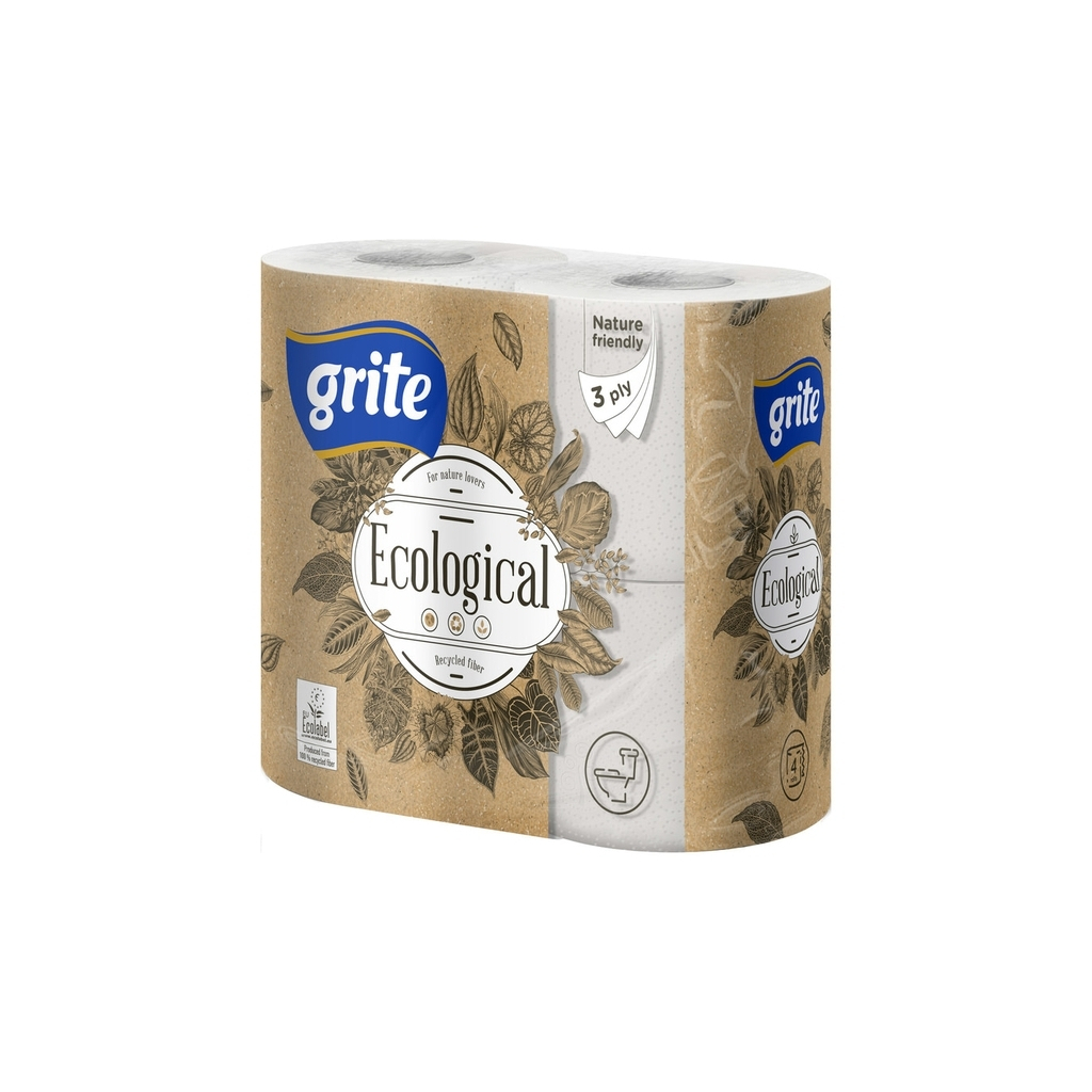 Туалетная бумага Grite Ecological Plius 3 слоя 4 рулона (4770023350227)