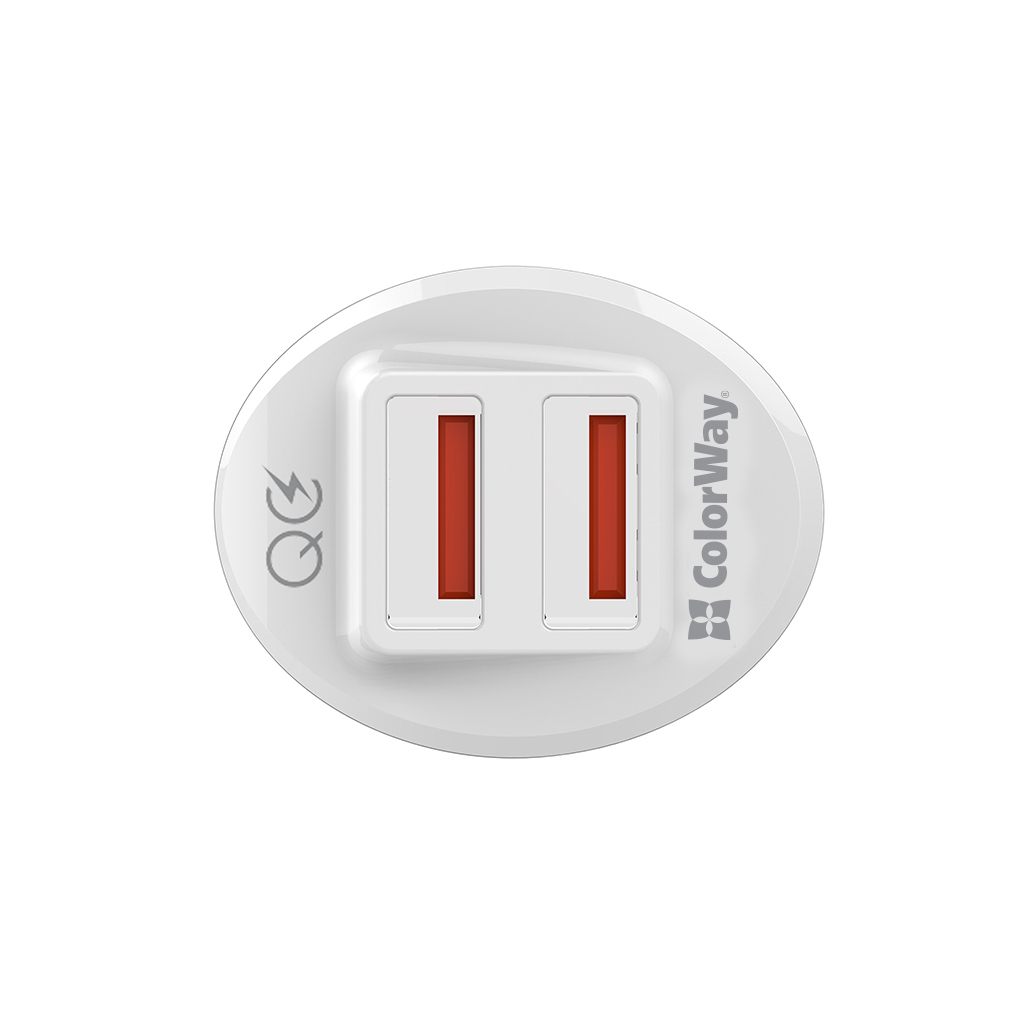 Зарядний пристрій ColorWay 2USB Quick Charge 3.0 (36W (CW-CHA011Q-WT) зображення 5