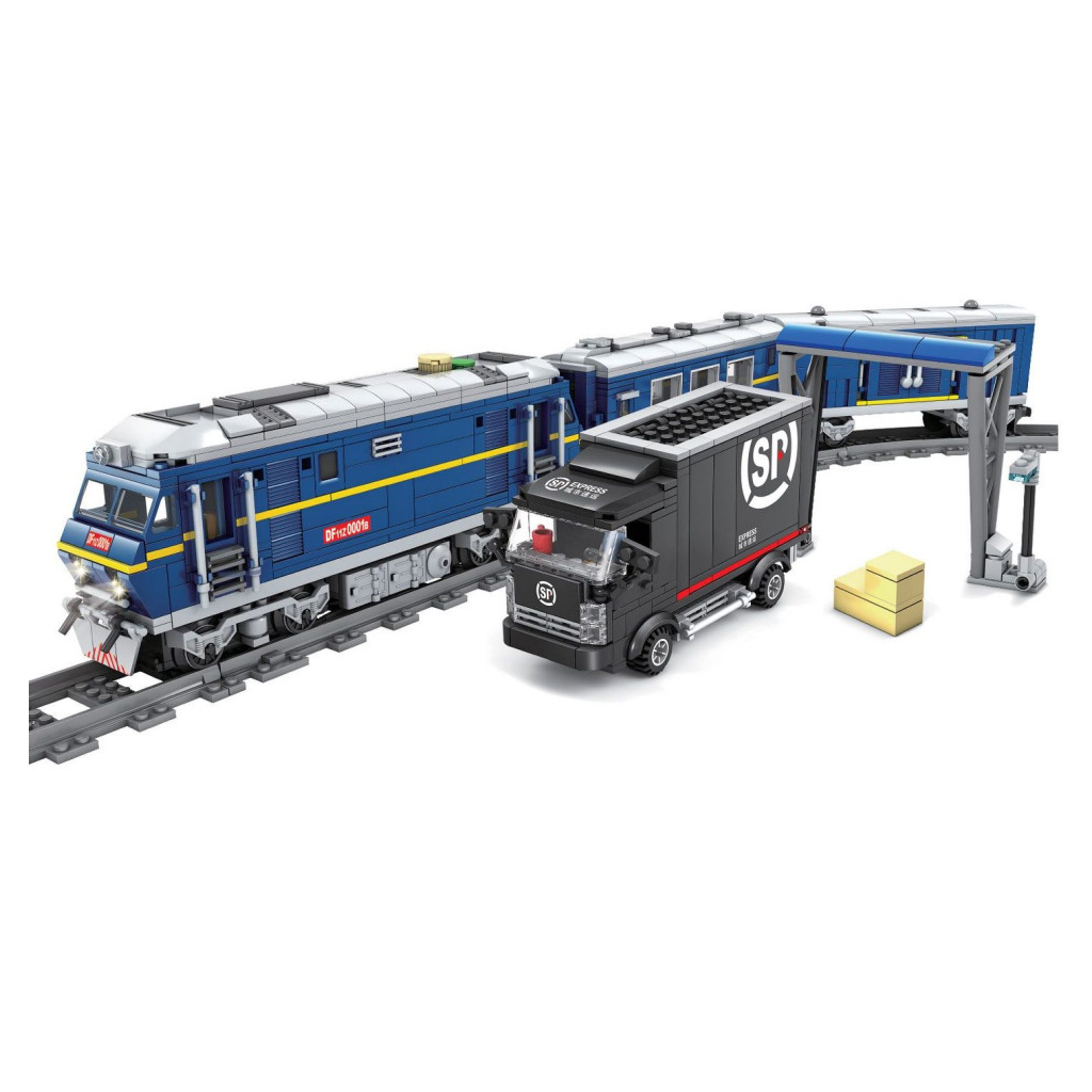 Конструктор ZIPP Toys Поезд DF11 Z с рельсами, синий на радиоуправлении (98220)