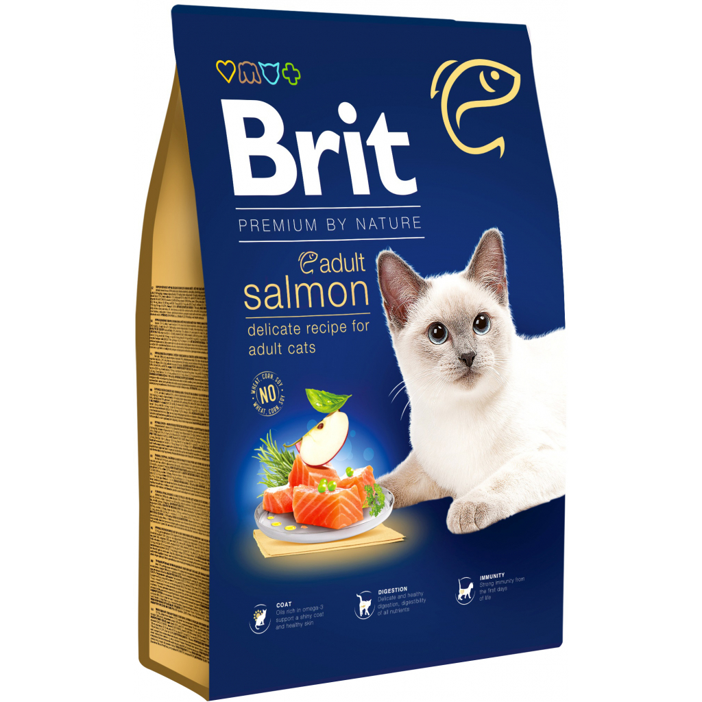 Сухой корм для кошек Brit Premium by Nature Cat Adult Salmon 8 кг (8595602553211)