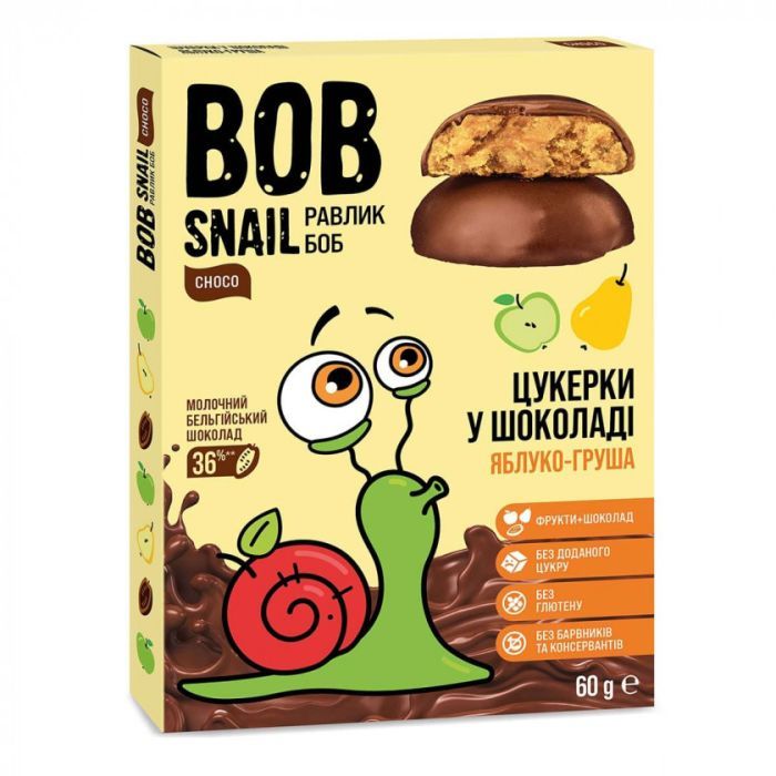 Конфета Bob Snail Яблоко Груша в молочном шоколаде (4820219341604)