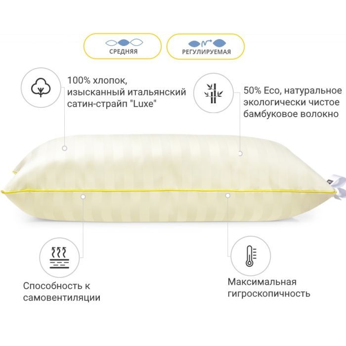 Подушка MirSon бамбуковая Hand Made Carmela 937 средняя 70x70 (2200000557537) изображение 2