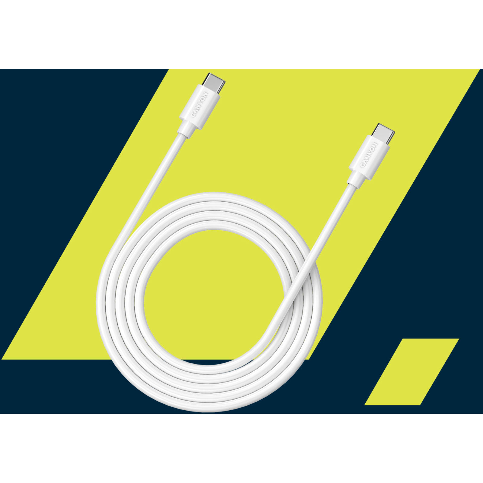 Дата кабель USB-C to USB-C 2.0m 100W 20V/ 5A white Canyon (CNS-USBC12W) изображение 3