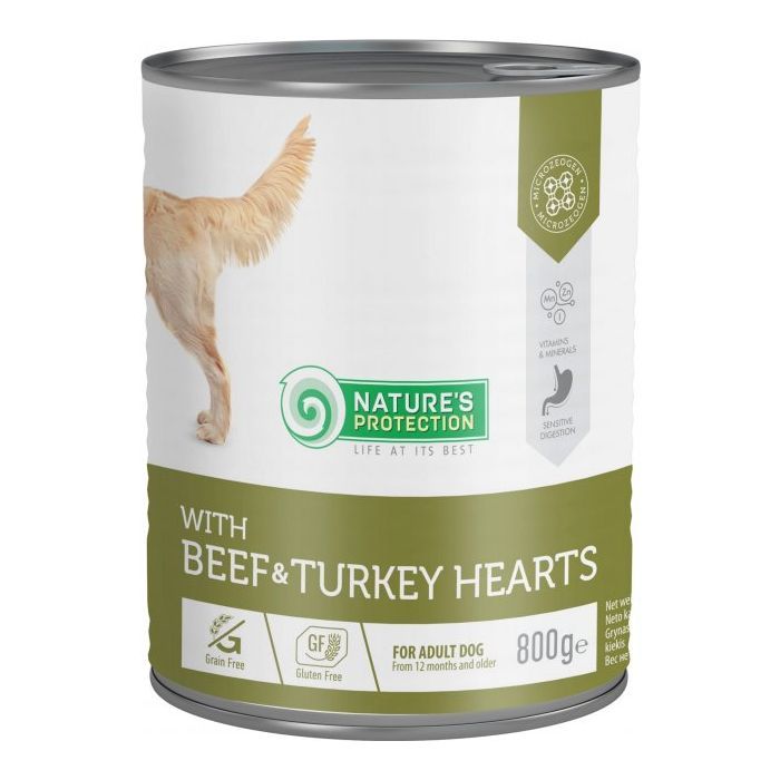 Консервы для собак Nature's Protection with Beef&Turkey Hearts 800 г (KIK45604)