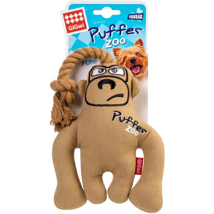 Игрушка для собак GiGwi Puffer zoo Обезьяна с пищалкой 31 см (2317) изображение 2