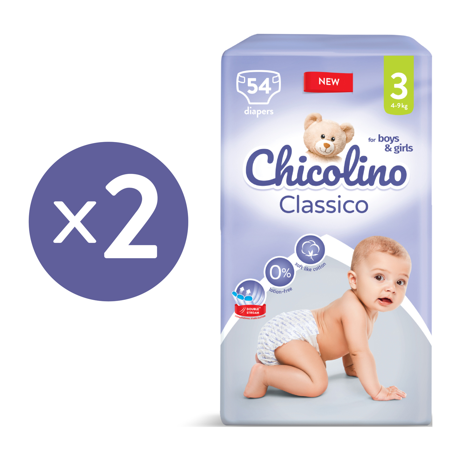 Подгузники Chicolino Medium Classico Размер 3 (4-9 кг) 40 шт (4823098410812) изображение 2