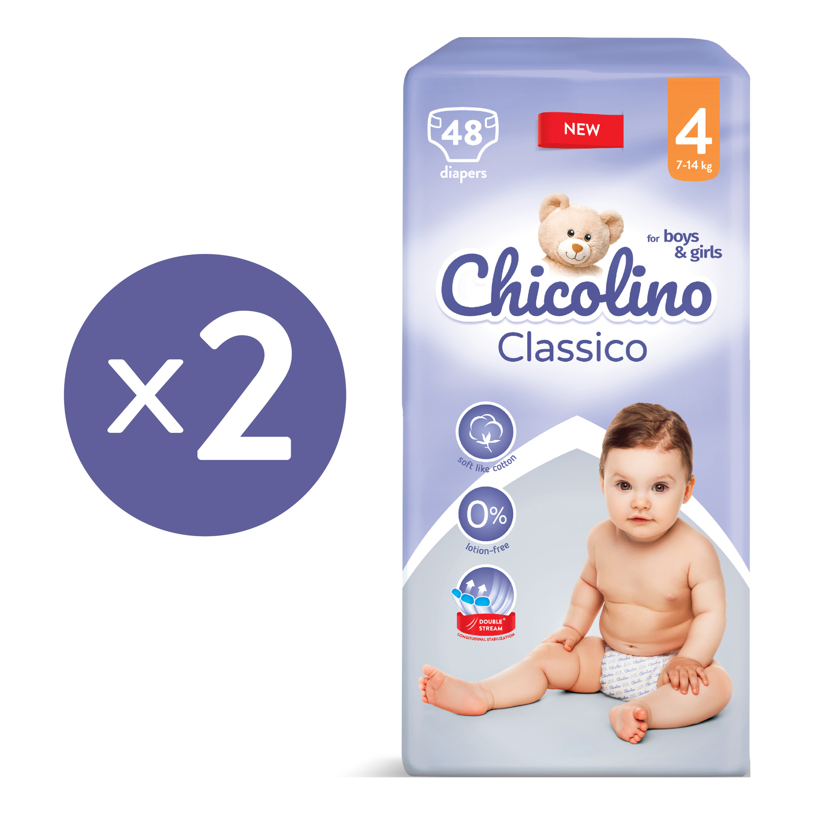 Подгузники Chicolino Classico Размер 4 (7-14 кг) 96 шт (2000064265979) изображение 2