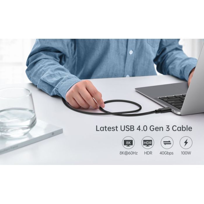 Дата кабель USB-C to USB-C 0.8m USB4 40Gbps PD 100W 8K60Hz Choetech (XCC-1028-BK) зображення 9