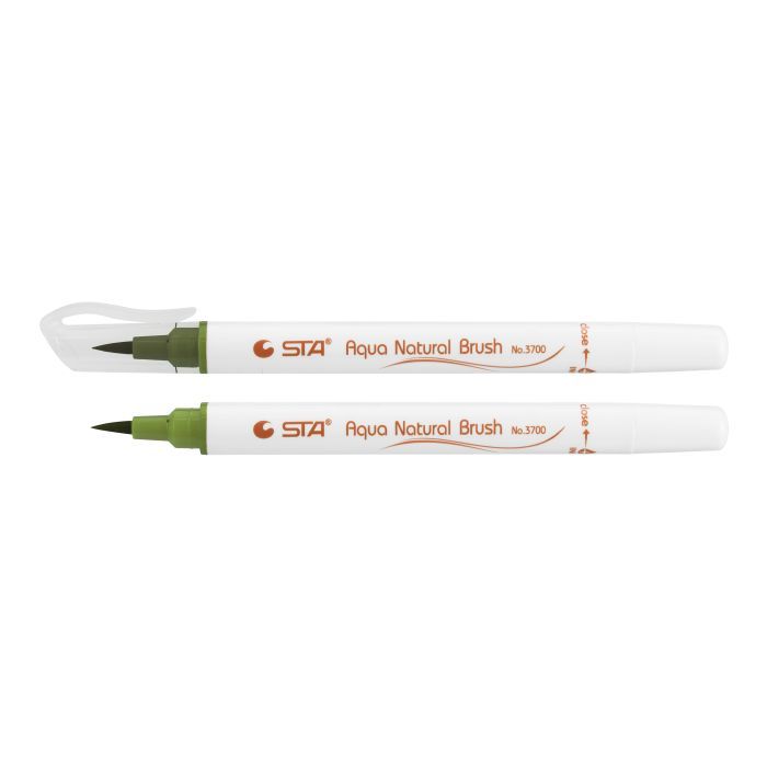 Художественный маркер STA кисточка акварельная AQUA NATURAL BRUSH 3700, зеленый оливковый (STA3700-37)