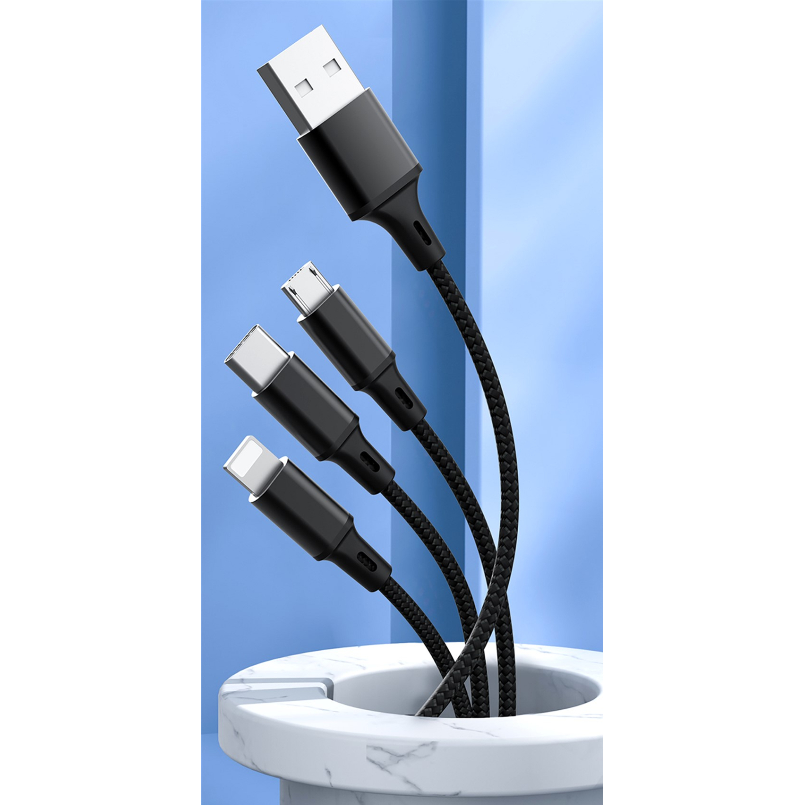 Дата кабель USB 2.0 AM to Lightning + Micro 5P + Type-C Azeada PD-B92th Gold Proda (PD-B92th-GD) изображение 2