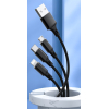Дата кабель USB 2.0 AM to Lightning + Micro 5P + Type-C Azeada PD-B92th Black Proda (PD-B92th-BK) зображення 2