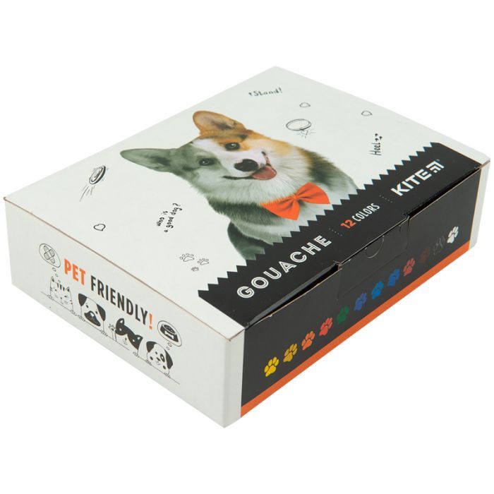 Гуашевые краски Kite Dogs 12 цветов, 20 мл (K23-063)