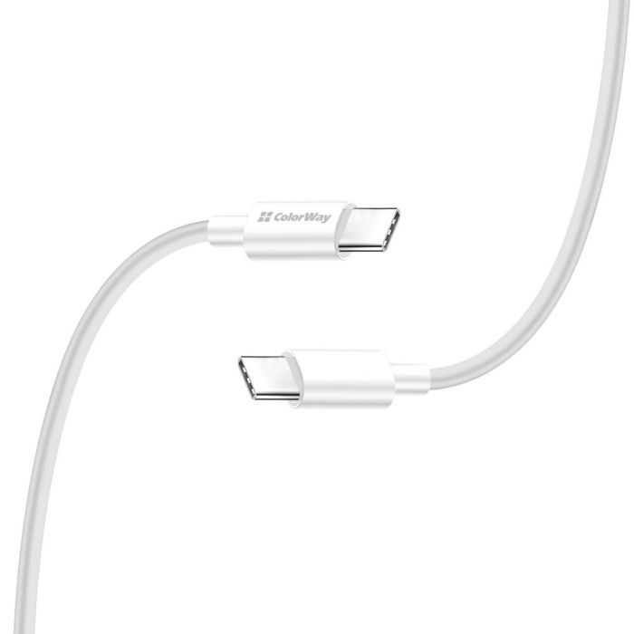 Дата кабель USB-C to USB-C 1.0m 5A 100W white ColorWay (CW-CBPDCC058-WT) зображення 2