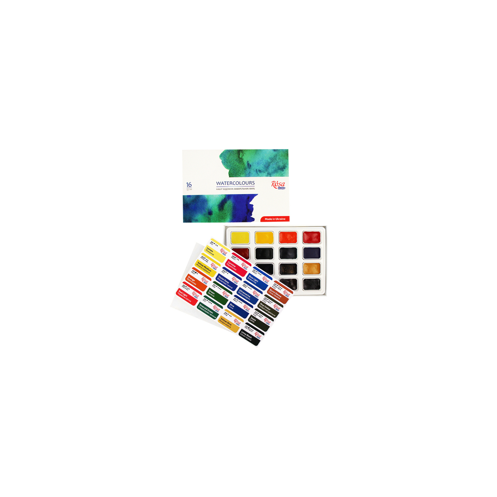 Акварельные краски Rosa Studio 16 цветов (4823098518044) изображение 3