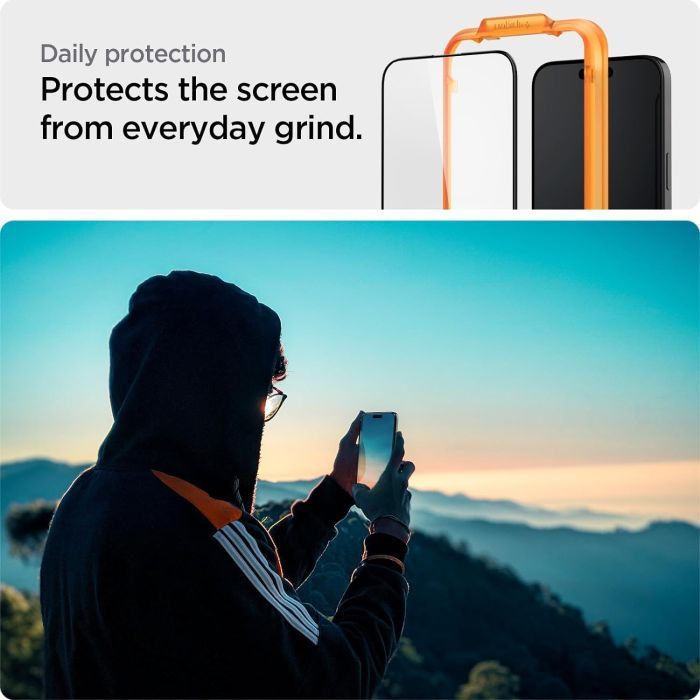 Скло захисне Spigen Apple iPhone 15 Plus Glas.tR AlignMaster FC Black (2P) (AGL06886) зображення 10