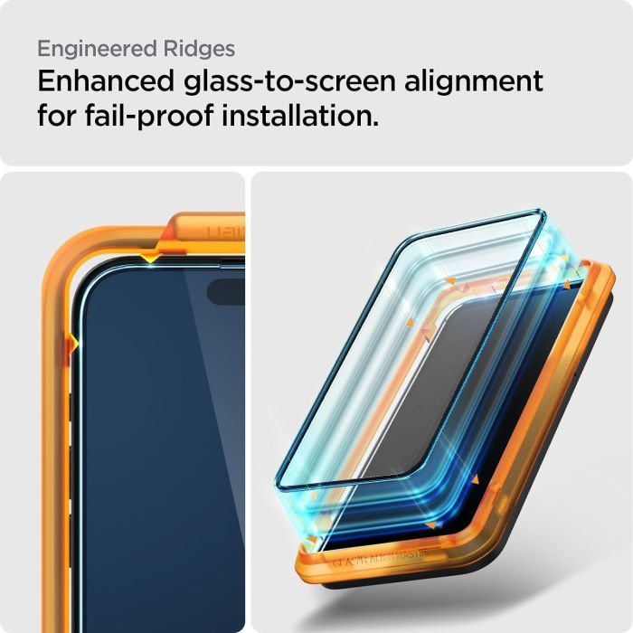 Скло захисне Spigen Apple iPhone 15 Plus Glas.tR AlignMaster FC Black (2P) (AGL06886) зображення 9