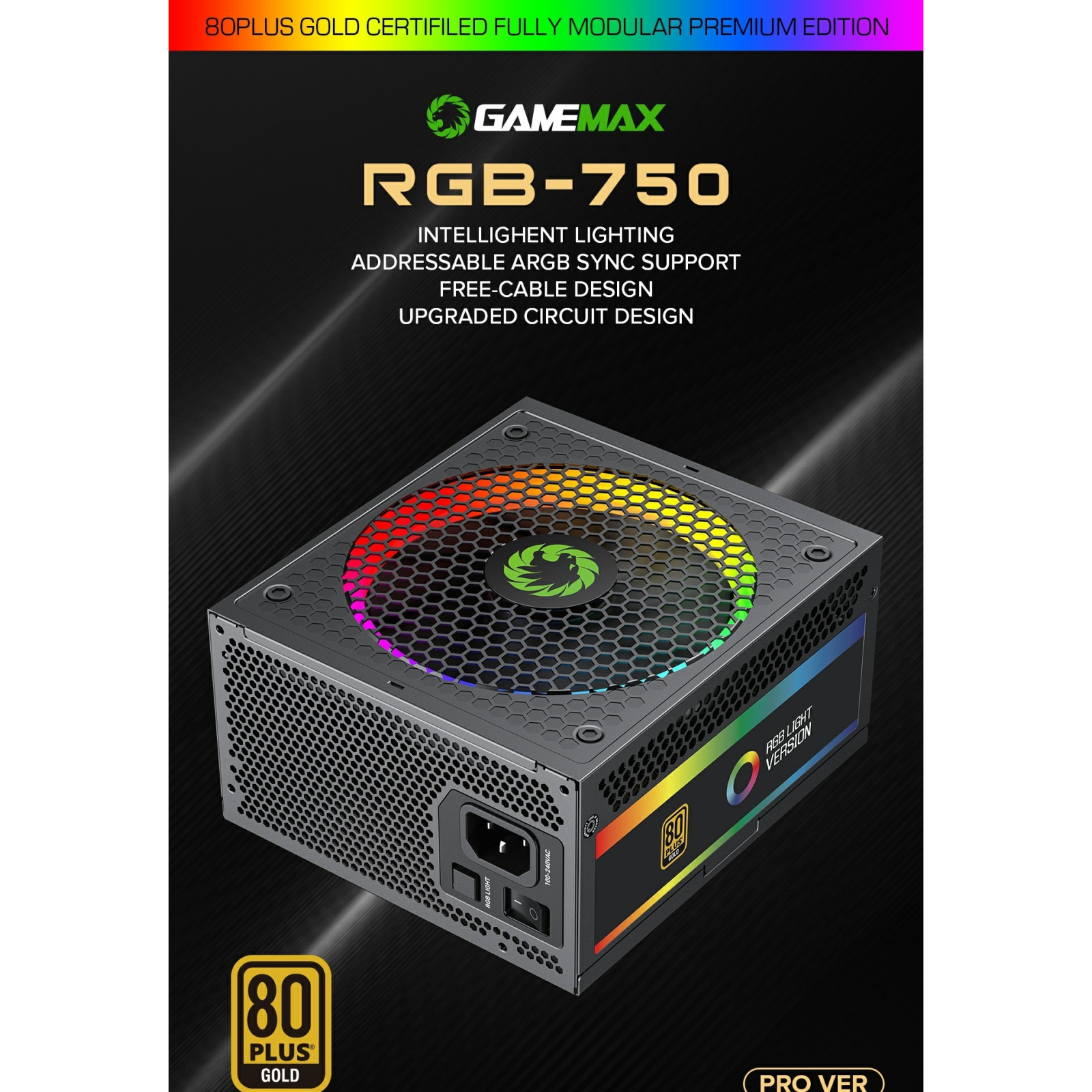 Блок живлення Gamemax 750W (RGB-750 PRO) зображення 10