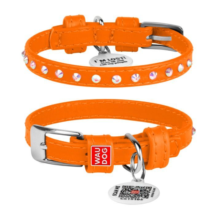 Ошейник для животных WAUDOG Glamour з QR-паспортом з стразами XXS2 Ш 9 мм Д 19-25 см ментоловий (325213)