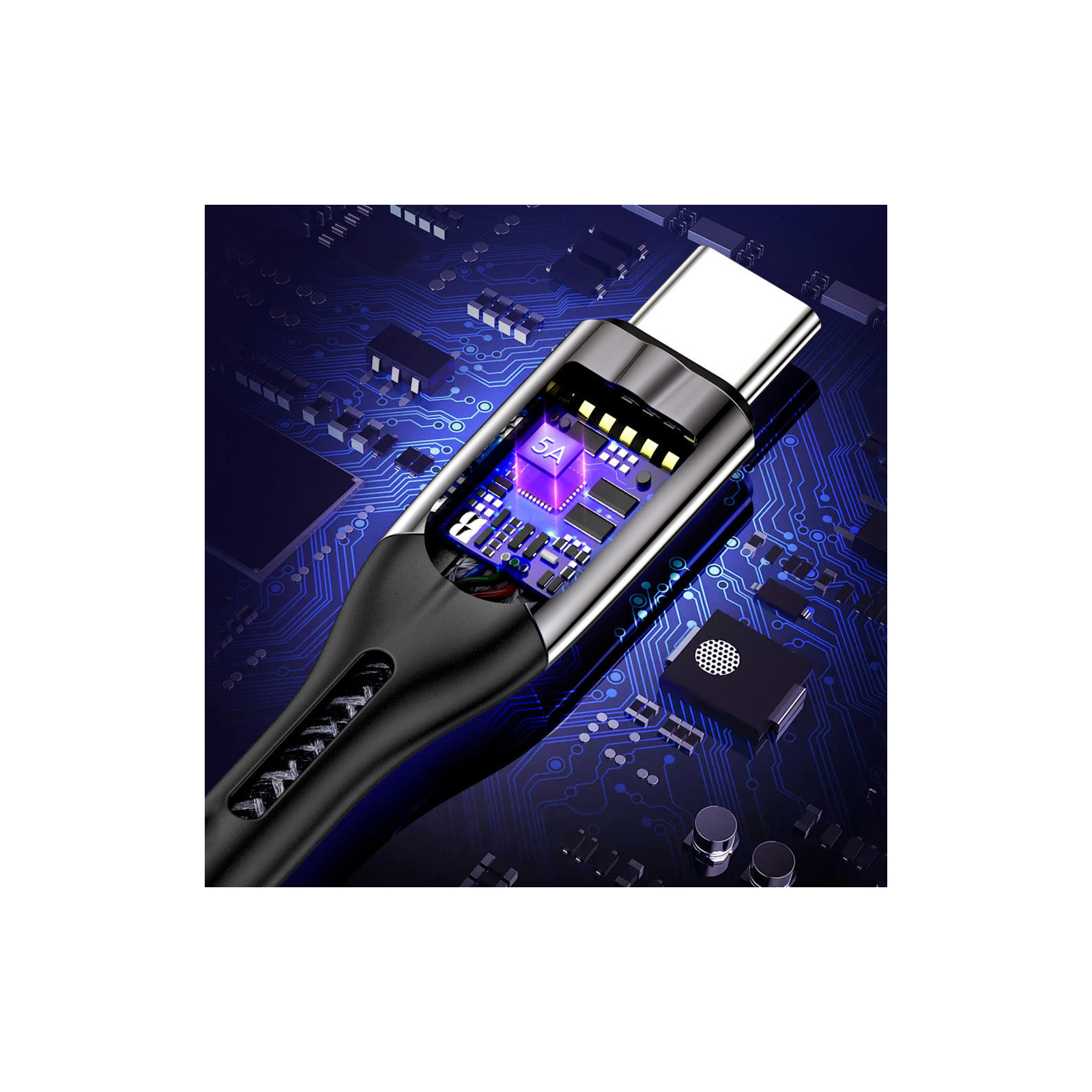 Дата кабель USB 2.0 AM to Type-C 1.2m 5A Choetech (AC0013-BK) зображення 3