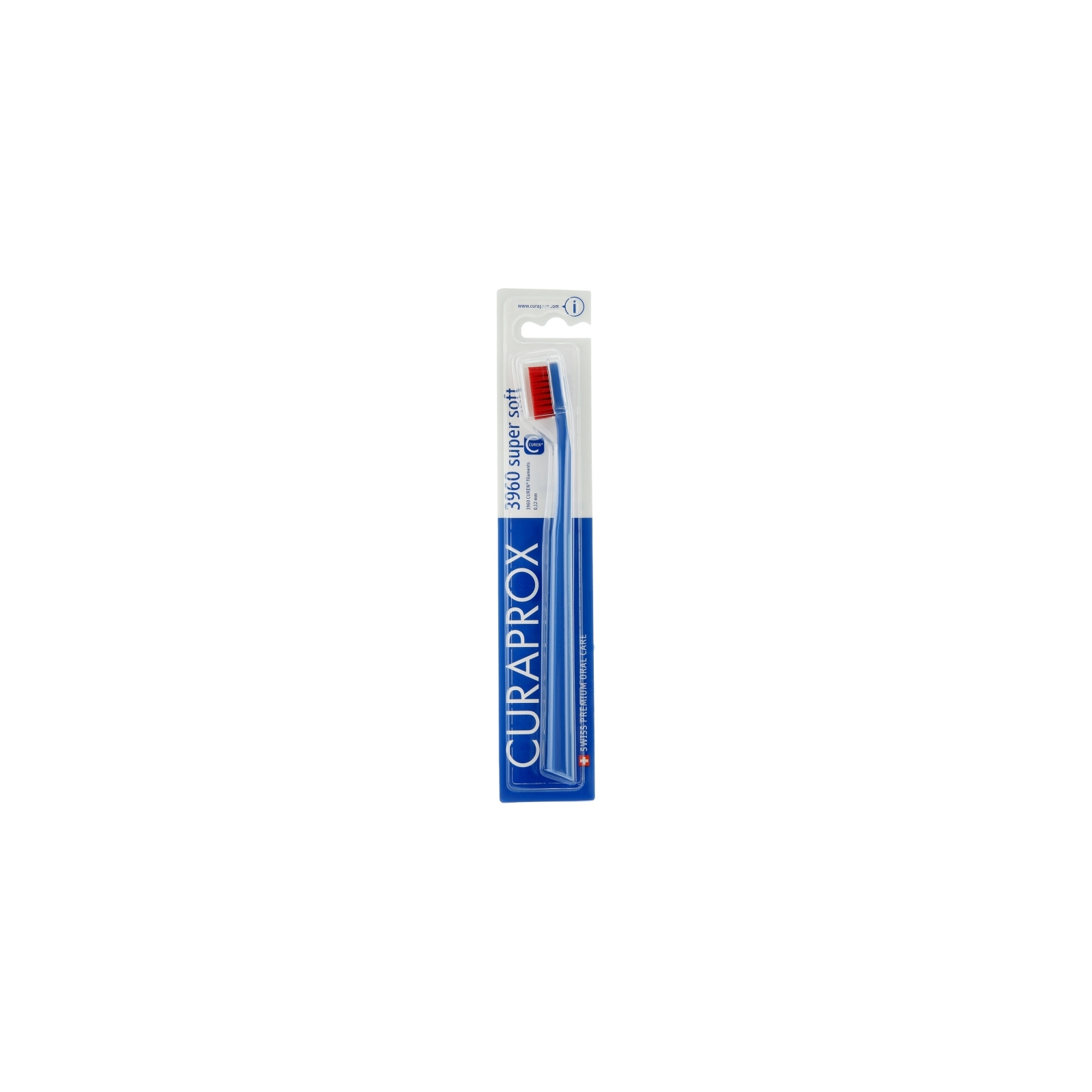 Зубная щетка Curaprox CS 3960 Super Soft Супермягкая D 0.12 мм Синяя с красной щетиной (CS 3960-01)