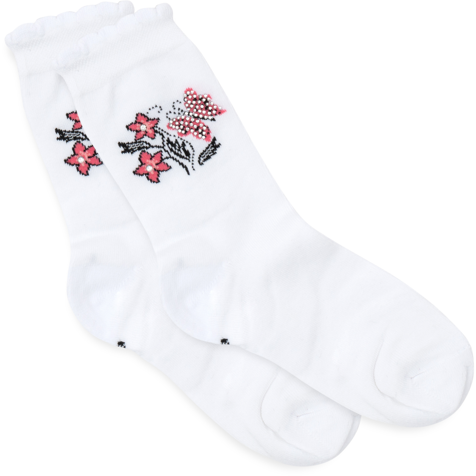 Шкарпетки дитячі BNM з квіточками (M0C0102-0812-5G-white) зображення 2