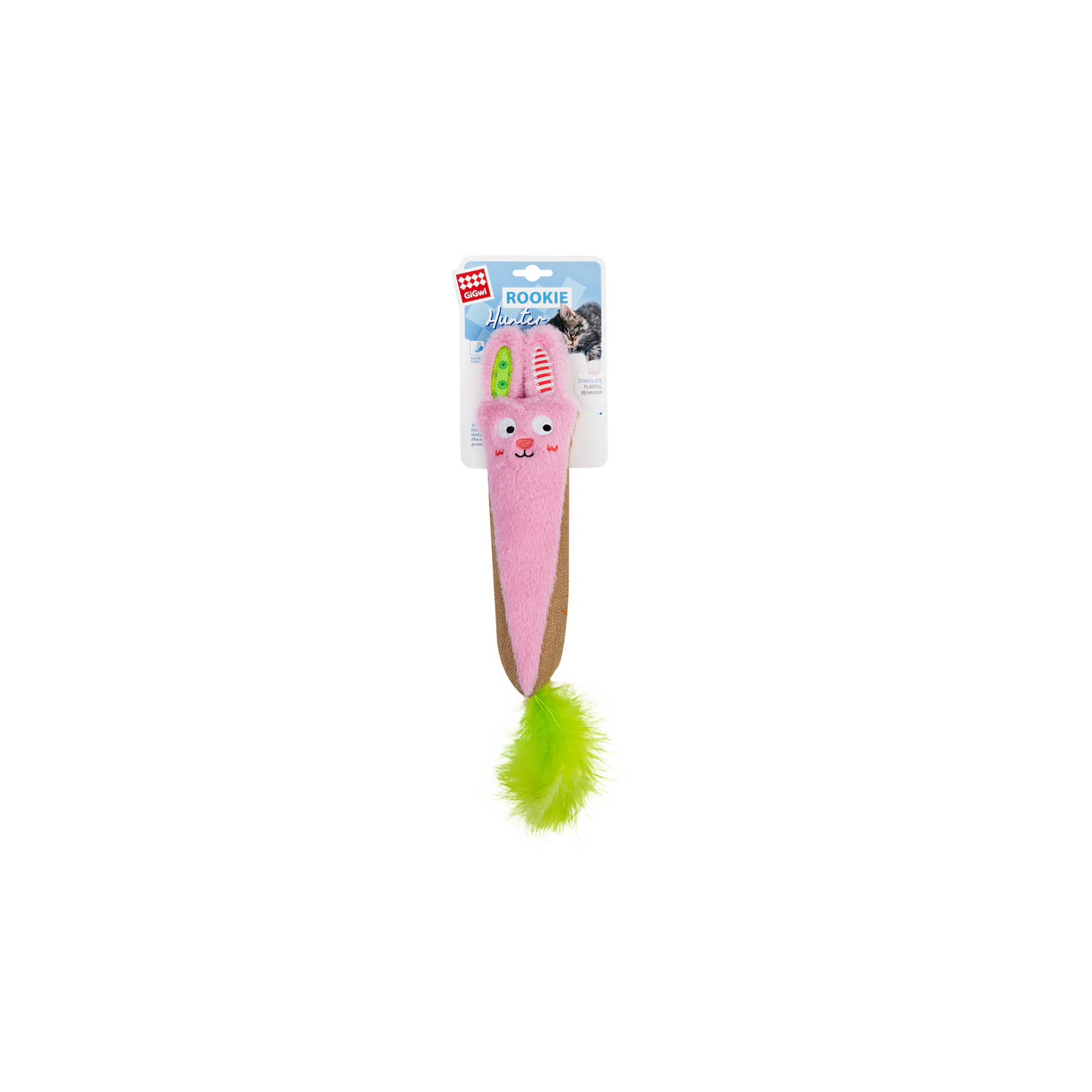 Іграшка для котів GiGwi Rookie Hunter Кролик рожевий з шарудінням 38 см (2229) зображення 2