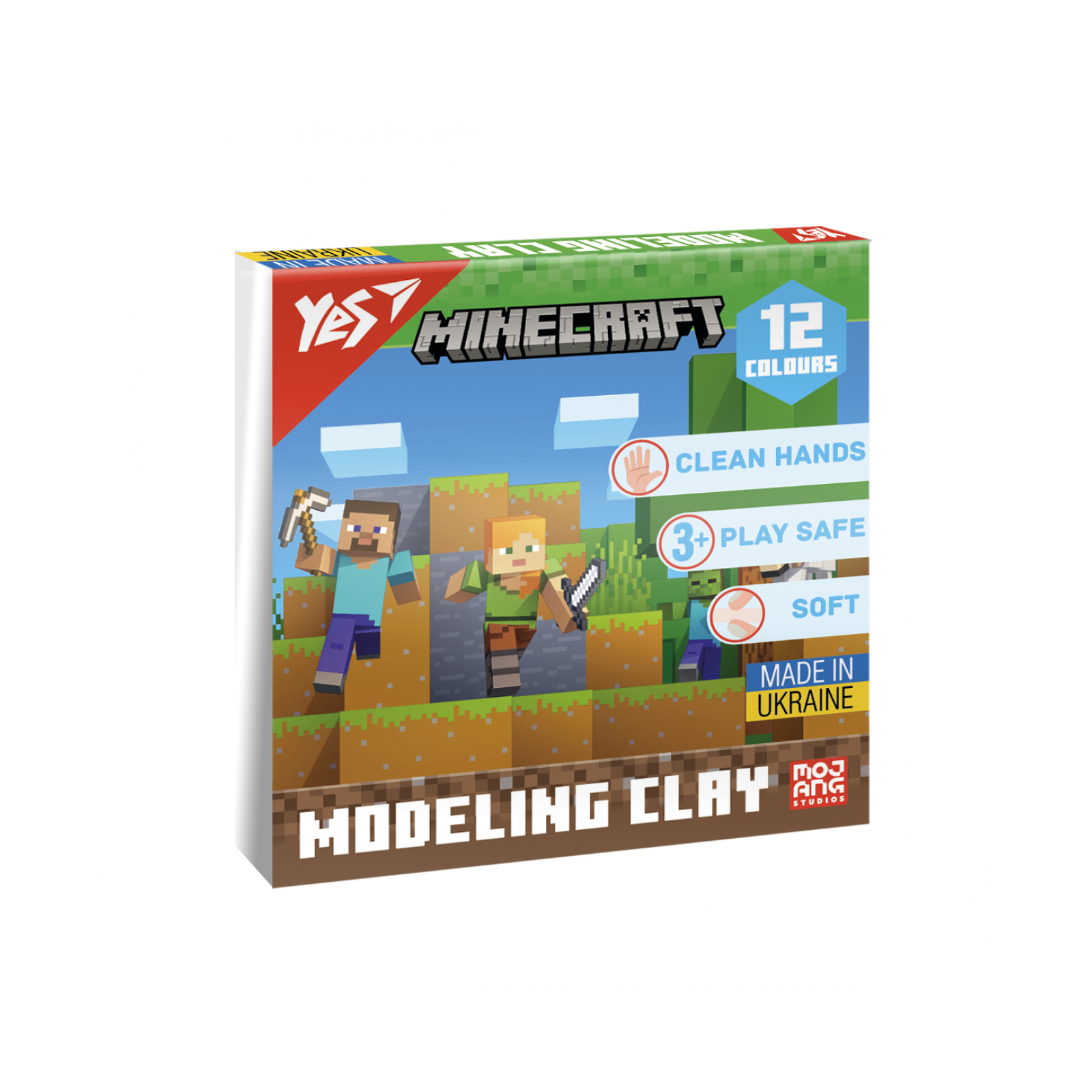 Пластилин Yes Minecraft 12 цветов 240 г (540668)