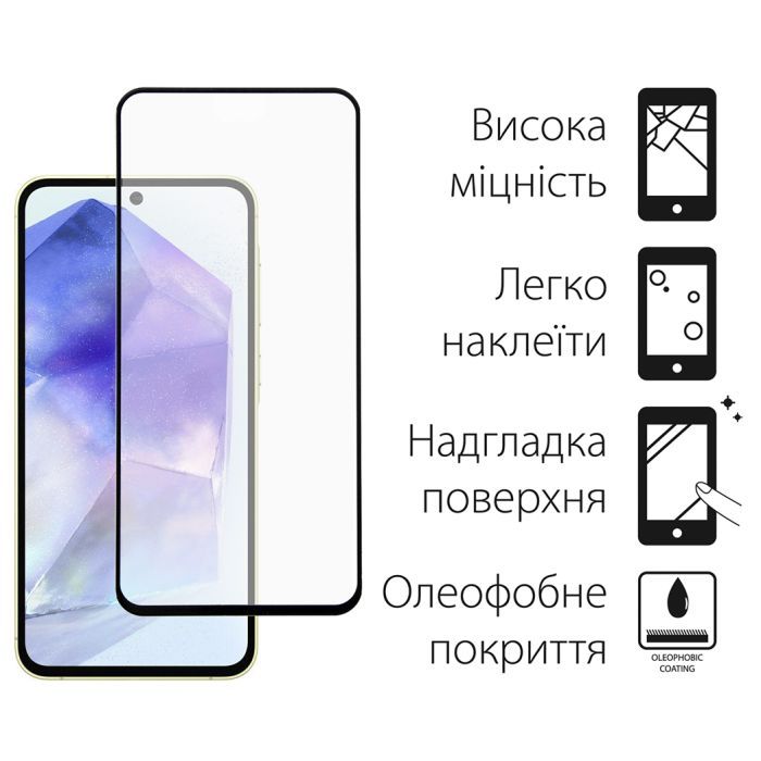 Скло захисне Dengos Full Glue Samsung Galaxy A55 5G (black) (TGFG-345) зображення 2