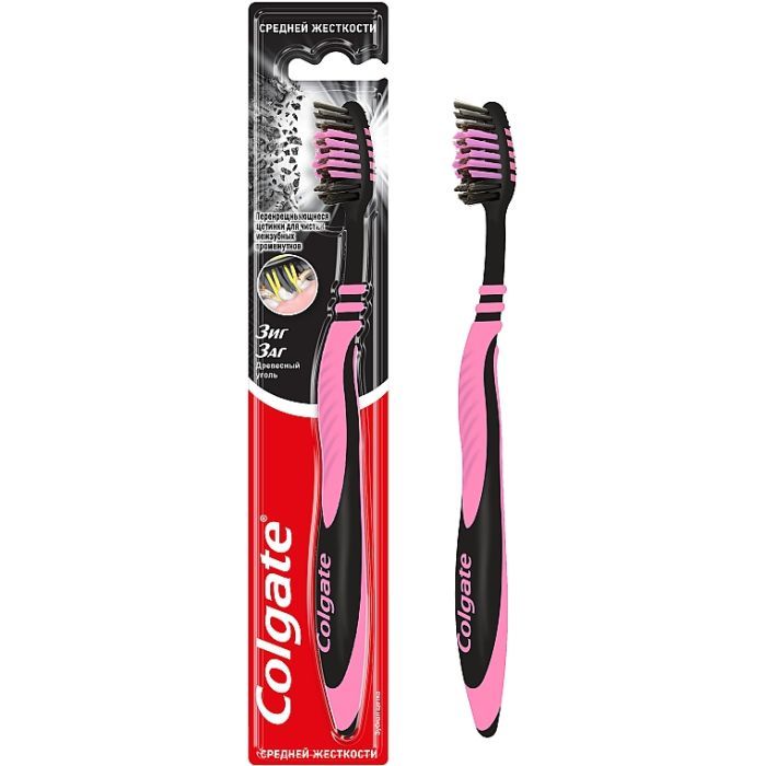 Зубная щетка Colgate Зиг Заг Древесный уголь Розовая (2170000000121) изображение 2