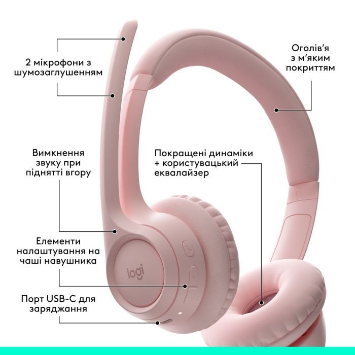 Наушники Logitech Zone 300 Bluetooth Graphite (981-001407) изображение 6