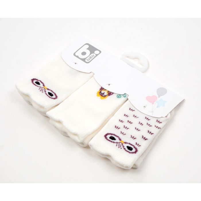 Шкарпетки дитячі Bibaby набір з совушками (68331-0-cream) зображення 2
