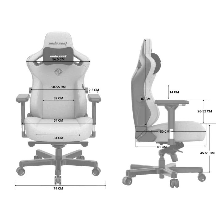 Кресло игровое Anda Seat Kaiser 3 Fabric Size L Dark Gray (AD12YDC-L-01-GB-CF) изображение 12