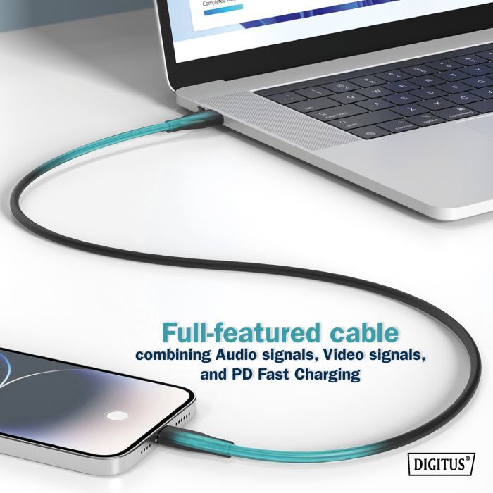 Дата кабель USB-C to USB-C 1.0m USB 4.0 Gen3 40G 240W 8K silicone black Digitus (AK-300344-010-S) зображення 12