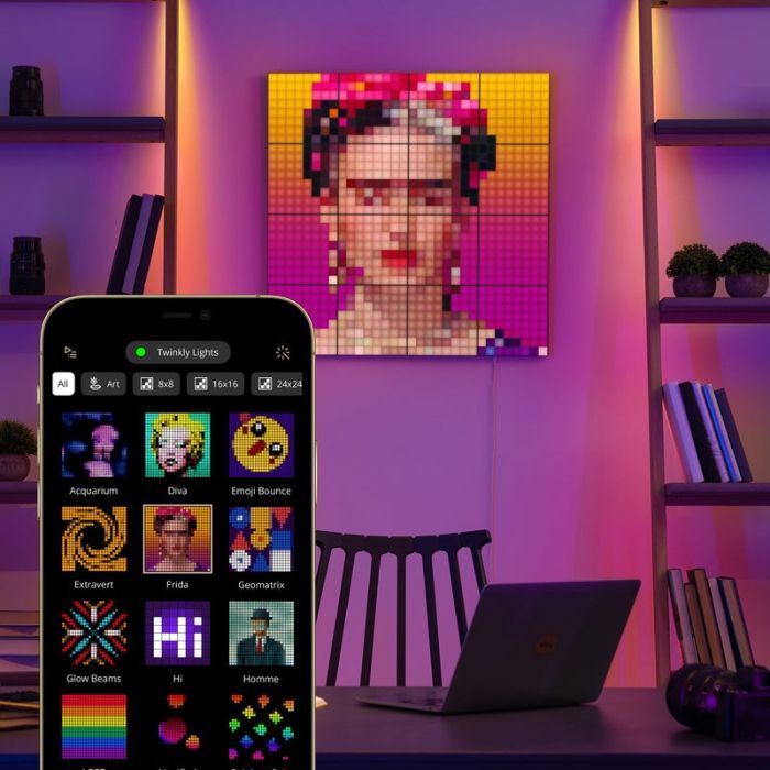 Гирлянда Twinkly Smart LED Squares 1 Starter Panel, RGB LED, USB-C, Black 16х16см (TWQ064STW-01-BUSB) изображение 6