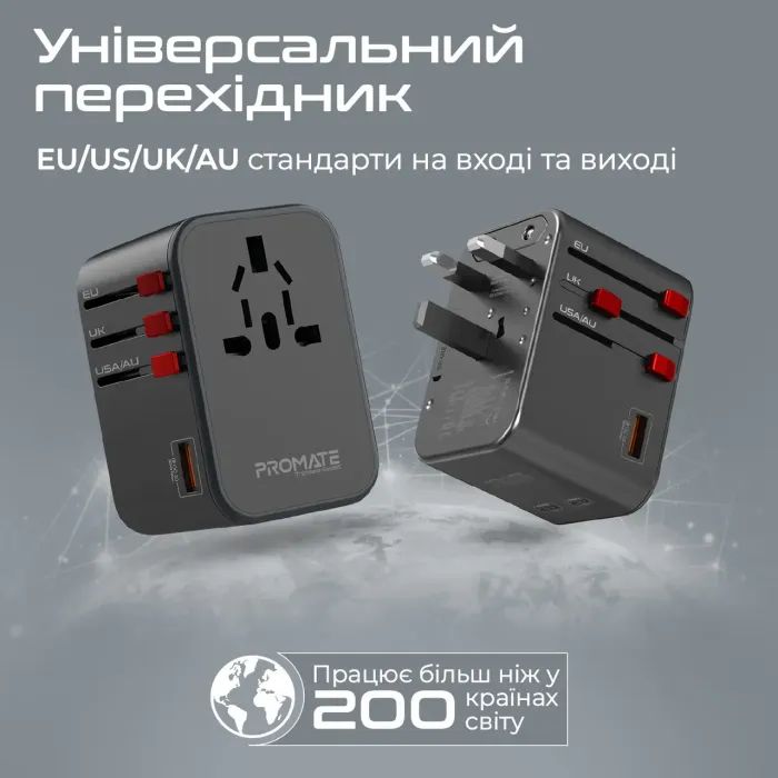 Зарядное устройство Promate tripmate-gan65.black изображение 3