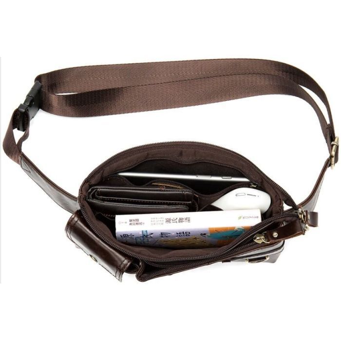 Сумка Vintage Поясная мужская Коричневая (14897) изображение 12
